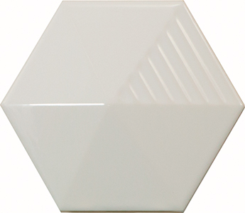 Faïence hexagonale décorée à relief MAFINGA UMBRELLA LIGHT GREY 12,4X10,7 cm - 0,36 m² - zoom