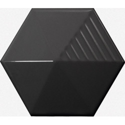 Faïence hexagonale décorée à relief MAFINGA UMBRELLA BLACK 12,4X10,7 cm - 0,36 m² Equipe