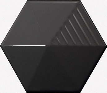 Faïence hexagonale décorée à relief MAFINGA UMBRELLA BLACK 12,4X10,7 cm - 0,36 m² - zoom