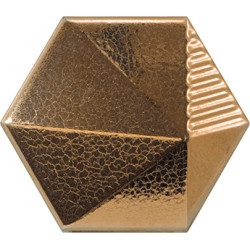 Faïence hexagonale décorée à relief MAFINGA UMBRELLA METALLIC 12,4X10,7 cm - 0,36 m² - zoom