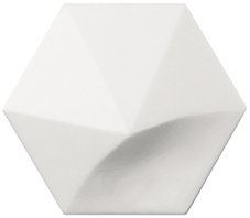 Faience hexagonale à relief MAFINGA OBERLAND WHITE MATT 12,4X10,7 cm - 0,36 m²