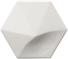 Faience hexagonale à relief MAFINGA OBERLAND WHITE 12,4X10,7 cm - 0,36 m²