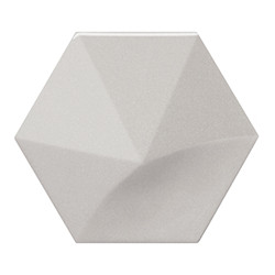 Faïence hexagonale à relief MAFINGA OBERLAND LIGHT GREY 12,4X10,7 cm - 0,36 m² - zoom
