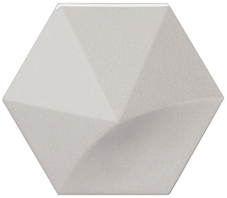 Faïence hexagonale à relief MAFINGA OBERLAND LIGHT GREY 12,4X10,7 cm - 0,36 m²
