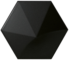 Faience hexagonale à relief MAFINGA OBERLAND BLACK MATT 12,4X10,7 cm - 0,36 m² - zoom