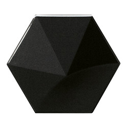 Faience hexagonale à relief MAFINGA OBERLAND BLACK 12,4X10,7 cm - 0,36 m² - zoom