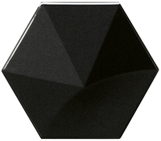 Faience hexagonale à relief MAFINGA OBERLAND BLACK 12,4X10,7 cm - 0,36 m² - zoom