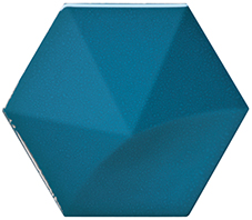 Faience hexagonale à relief MAFINGA OBERLAND ELECTRIC BLUE 12,4X10,7 cm - 0,36 m² - zoom