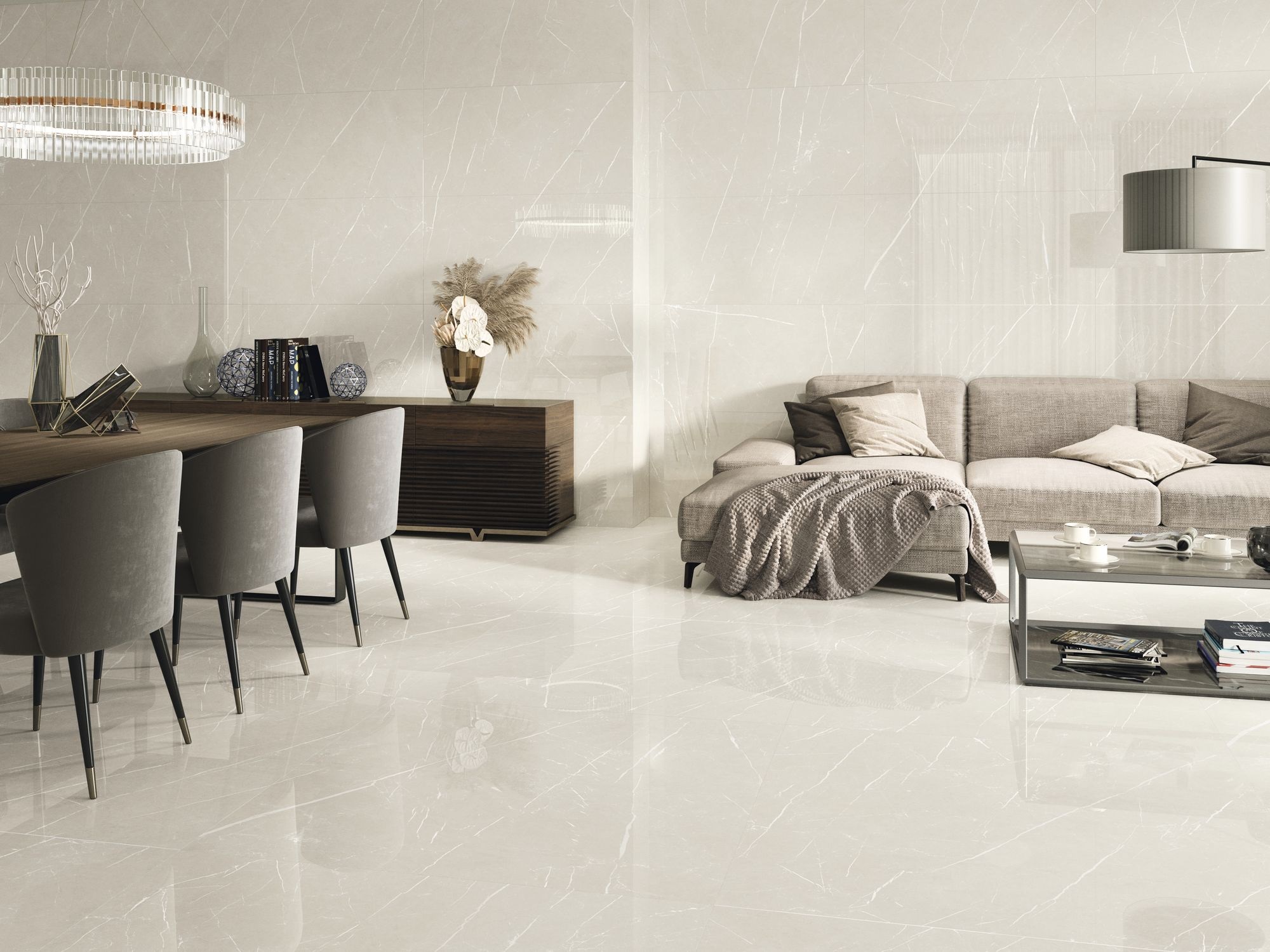 Carrelage imitation marbre ETERNEL CREAM PULIDO 120X120 - 1,44m² - 1
