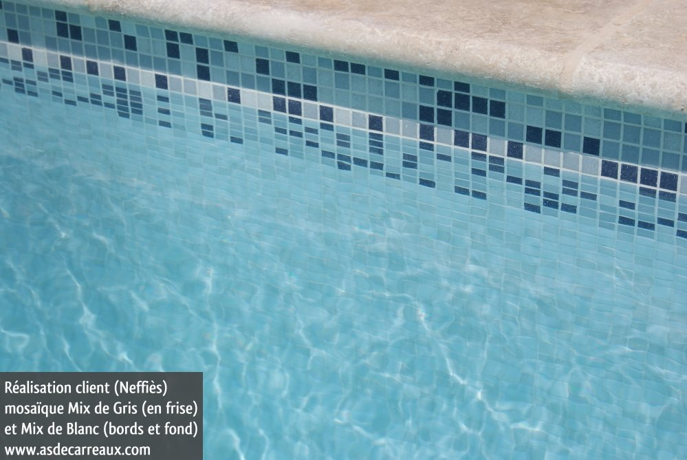 Mosaique piscine Mix de Blanc Neige NEVE 32.7x32.7 cm - 2.14m² - 3