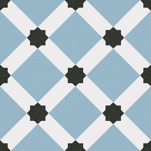 Carrelage style ciment blanc bleu géométrique 20x20 cm 1900 PALAU CELESTE - 1m² Vives Azulejos y Gres