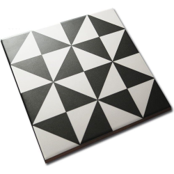 Carrelage style ciment triangles blanc noir 20x20 cm 1900 TERRADES Grafito - 1m² - zoom