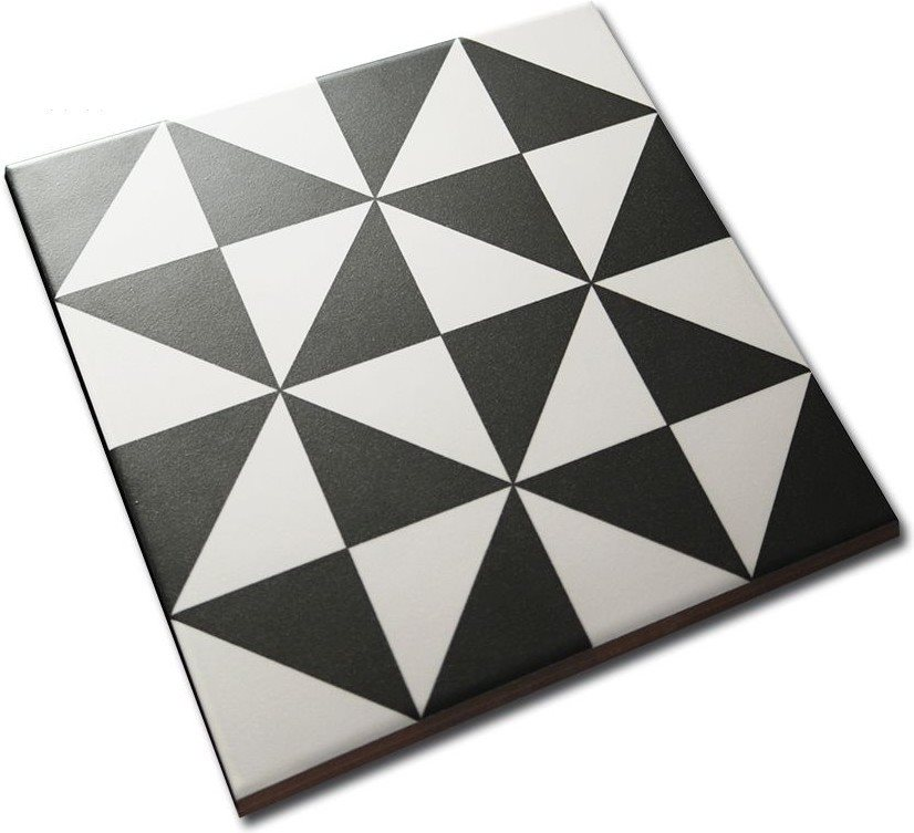 Carrelage style ciment triangles blanc noir 20x20 cm 1900 TERRADES Grafito - 1m² 