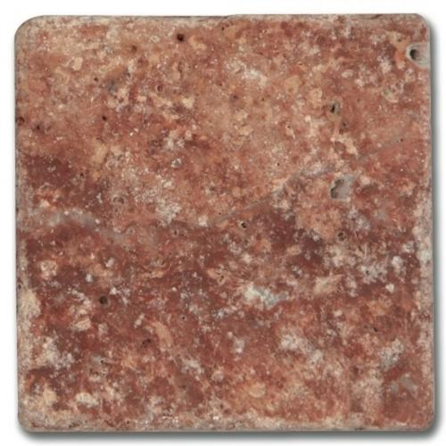 Carrelage pierre Travertin vieilli rouge 10x10 cm - 0.5m²