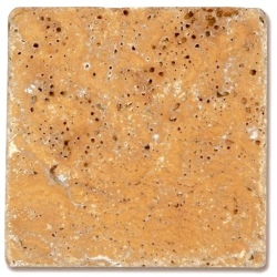 Carrelage pierre Travertin vieilli jaune 10x10 cm - 0.5m² - zoom