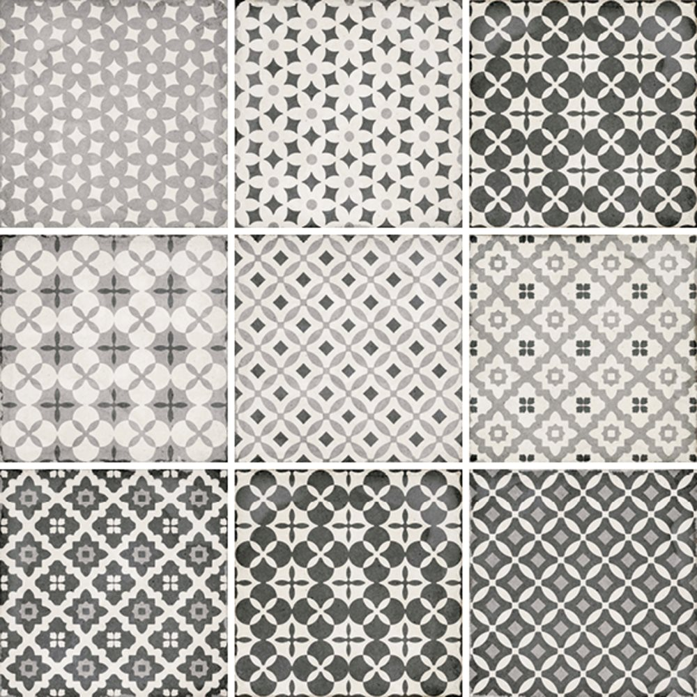 Carrelage style ciment patchwork 20x20 cm ART NOUVEAU ALAMEDA GREY 24420 - 1m² - zoom