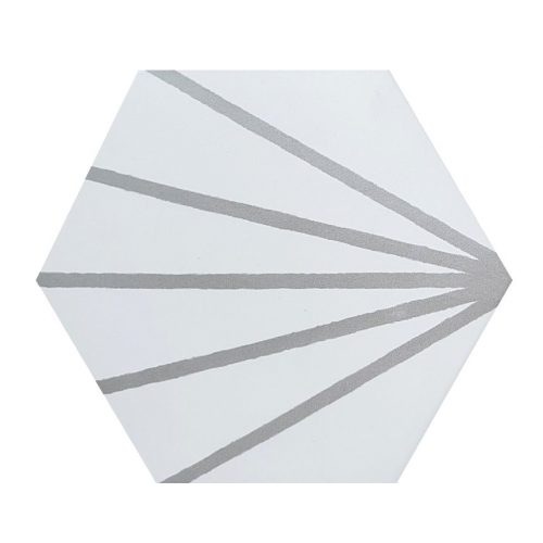 Tomette blanche à rayure grise motif dandelion MERAKI LINE GRIS 19.8x22.8 cm - 0.84m²