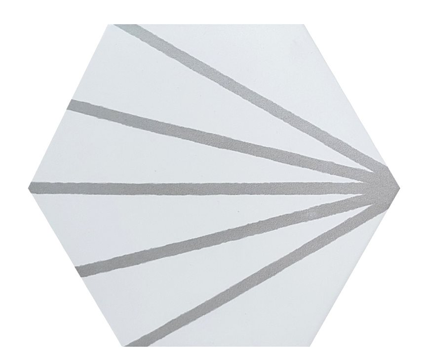 Tomette blanche à rayure grise motif dandelion MERAKI LINE GRIS 19.8x22.8 cm - 0.84m²