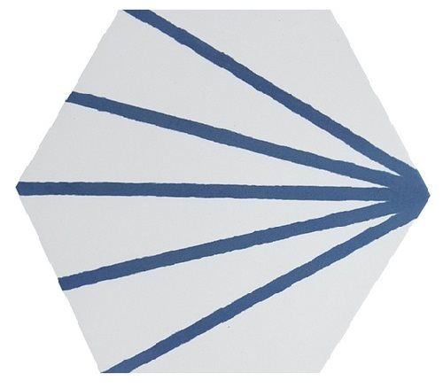 Tomette blanche à rayure bleu motif dandelion MERAKI LINE AZUL 19.8x22.8 cm - 0.84m²