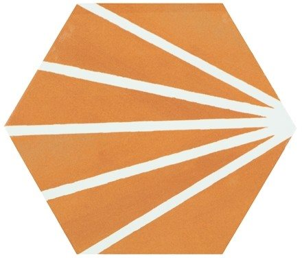 Tomette orange motif dandelion MERAKI MOSTAZA 19.8x22.8 cm - 0.84m² - zoom