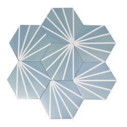 Tomette bleue motif dandelion MERAKI AGUAMARINA 19.8x22.8 cm - 0.84m² Bestile