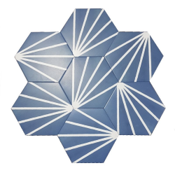 Tomette bleue motif dandelion MERAKI AZUL 19.8x22.8 cm - 0.84m² - zoom