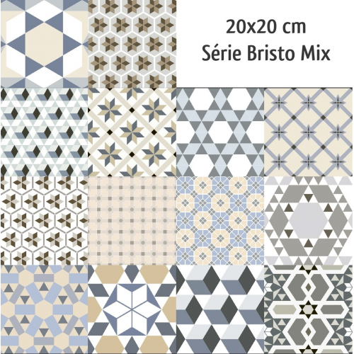 Carrelage imitation ciment mix 20x20 cm BISTRO - 1m² Ribesalbes
