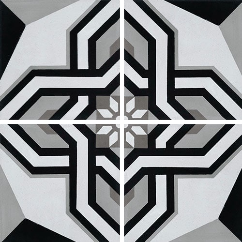 Carreau de ciment décor étoile noire 20x20 cm ref1200-1 - 0.48m²