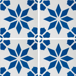Carreau de ciment décor étoile fleur bleue 20x20 cm ref7190-2 - 0.48m² Carreaux ciment véritables