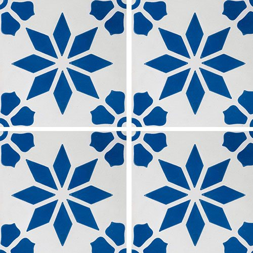 Carreau de ciment décor étoile fleur bleue 20x20 cm ref7190-2 - 0.48m² - zoom