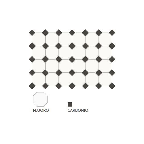 Carrelage 10x10 mat octogone blanc Fluoro avec cabochons - 1m² CE.SI