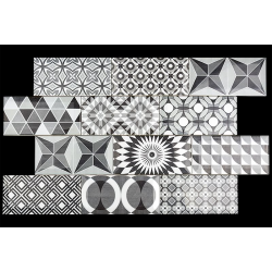 Carrelage METRO 21396 décor ciment PATCHWORK Noir et Blanc 7.5x15 cm - 0.5m² Equipe
