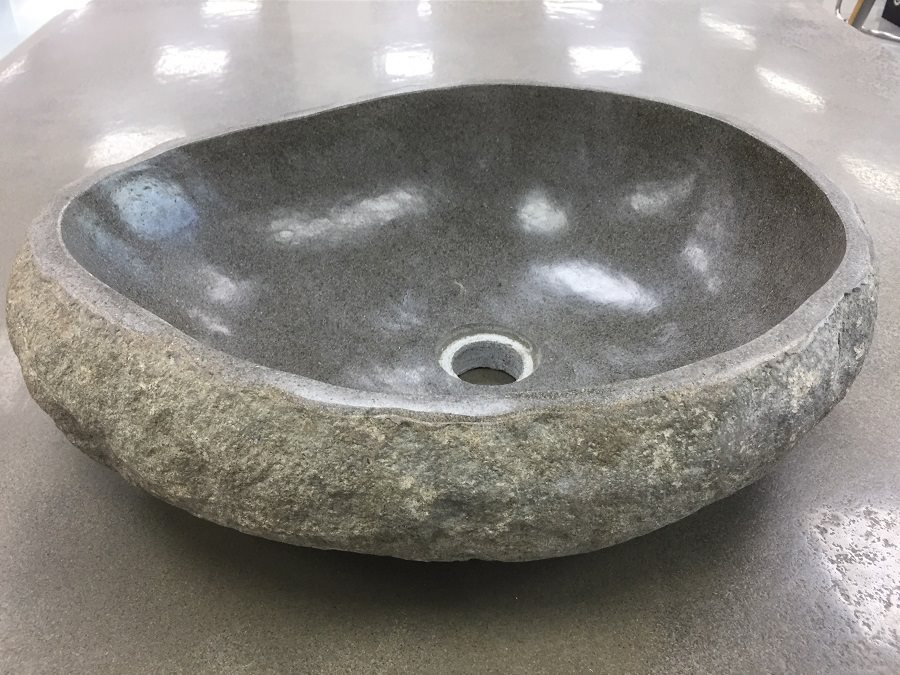 Vasque bol à poser en pierre naturelle de BALI - zoom