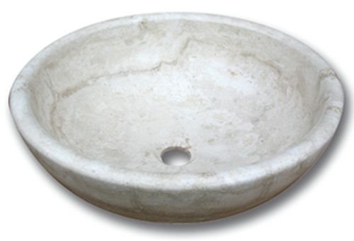 Vasque pierre Bol Travertin Beige 42x15 cm - zoom