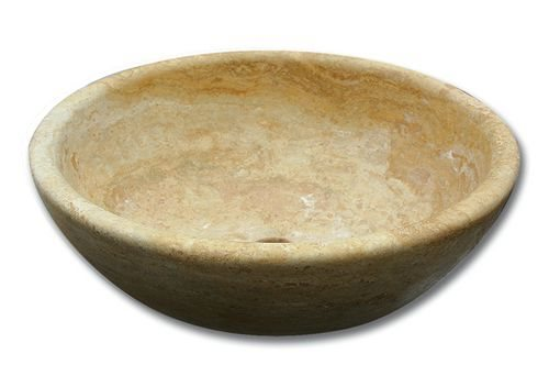 Vasque pierre Bol Travertin Jaune 42x15 cm - zoom
