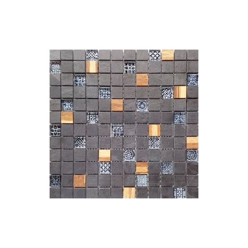 Malla Bamboo Negro - Mosaique bois marbre et verre 30x30cm - unité Decora