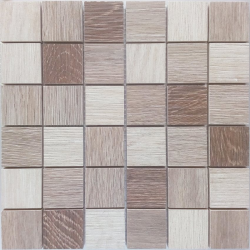Malla Wood mix Beige - Mosaique imitation bois - grès cérame 29x29cm - unité - zoom