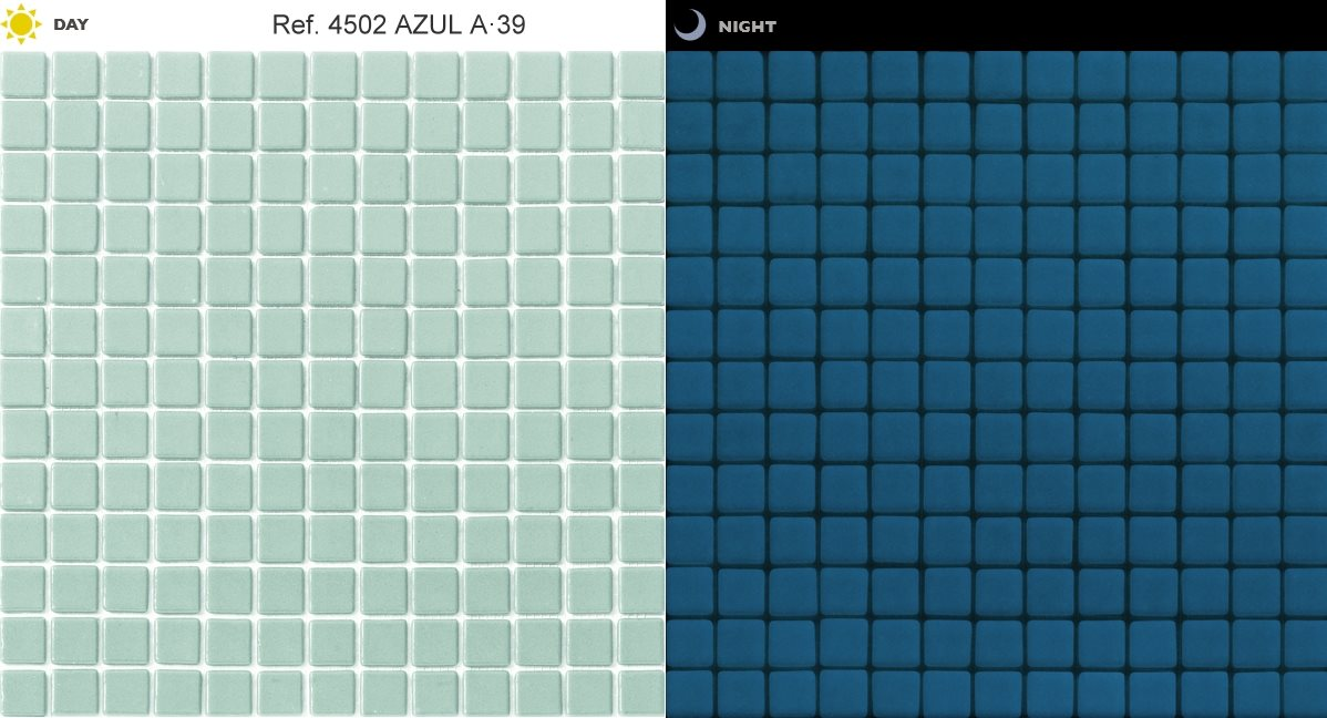 Mosaique piscine bleu phosphorescent 4502 31.6x31.6 cm - 1m²