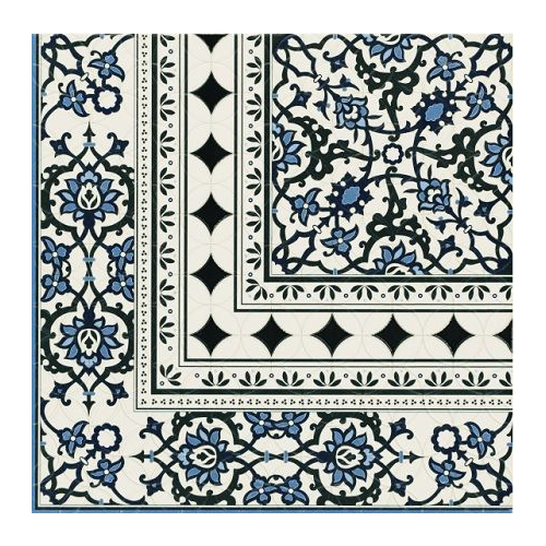 Carrelage azulejos fleurs bleues ORLY DECO ESQUINA (angle) 44x44 cm - unité Realonda
