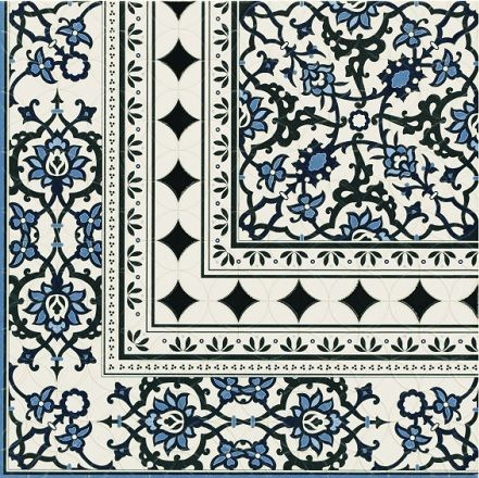 Carrelage azulejos fleurs bleues ORLY DECO ESQUINA (angle) 44x44 cm - unité - zoom