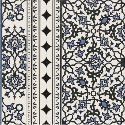 Carrelage azulejos fleurs bleues ORLY DECO CENEFA (bordure) 44x44 cm - 1.37m² Realonda