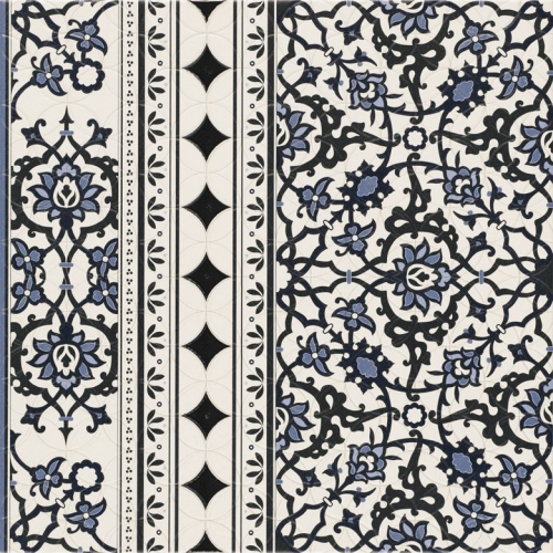 Carrelage azulejos fleurs bleues ORLY DECO CENEFA (bordure) 44x44 cm - 1.37m² Realonda