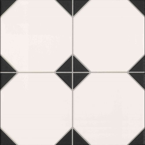 Carrelage mur et sol imitation octogonal à cabochon 33x33 cm OCTO BLACK & WHITE - 1m² Realonda