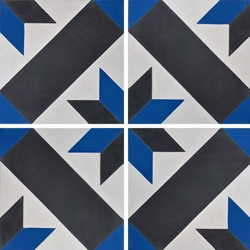 Carreau de ciment décor géométrique bleu et noir 20x20 cm ref1150-13 - 0.48m² Carreaux ciment véritables