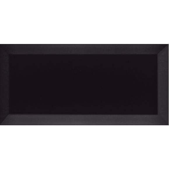 Carrelage Métro biseauté Negro noir brillant 10x20 cm - 1m² - zoom