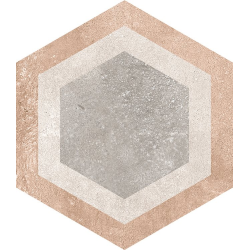 Carrelage hexagonal tomette décor 23x26.6cm BUSHMILLS - 0.504m² - zoom