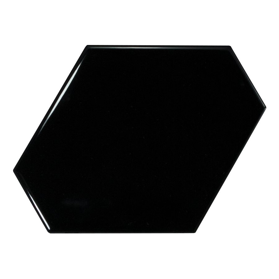 Carreau noir brillant 10.8x12.4cm SCALE BENZENE BLACK - 23833 - 0.44m² - zoom
