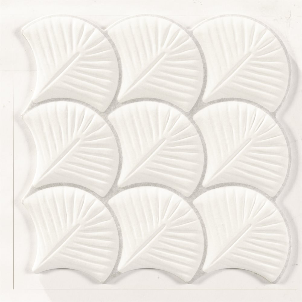 Carreau feuilles blanches mates 30x30 SCALE SHELL WHITE - 0.75m² - zoom