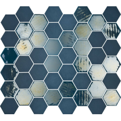 Mosaique mini tomette hexagonale bleu marine 25x13mm SIXTIES BLUE - 1m² Togama