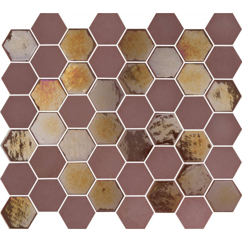 Mosaique mini tomette hexagonale rouge bordeaux 25x13mm SIXTIES BURGUNDY - 1m² Togama